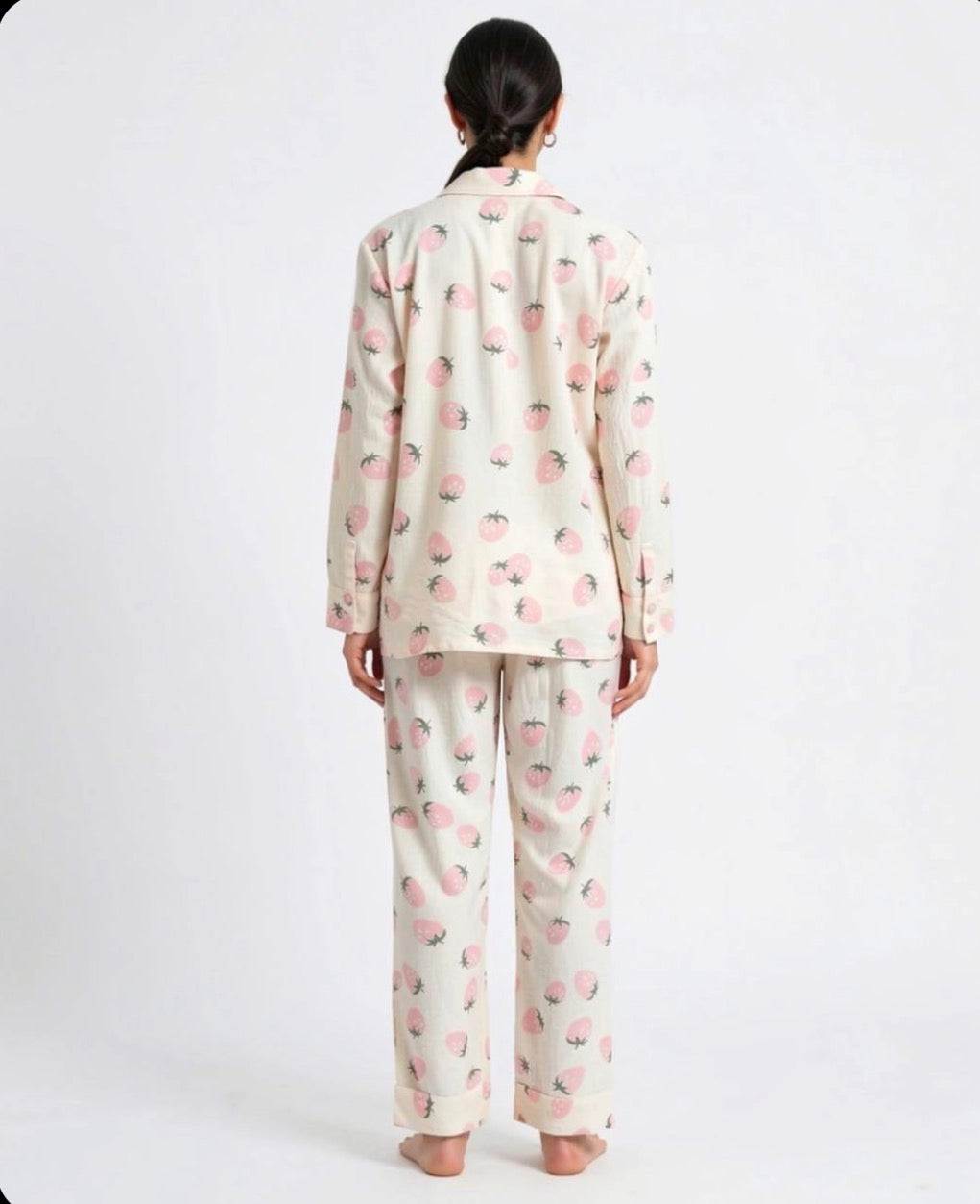 STRAWBERRY PRINTED SUMMER CRINKLE NIGHTSUITE